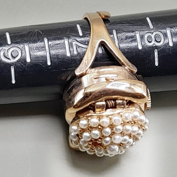 Vintage Analog Watch Ring, US Size 7.25 Adjustable, Baroness 17 Jewels - Picture 9 of 12